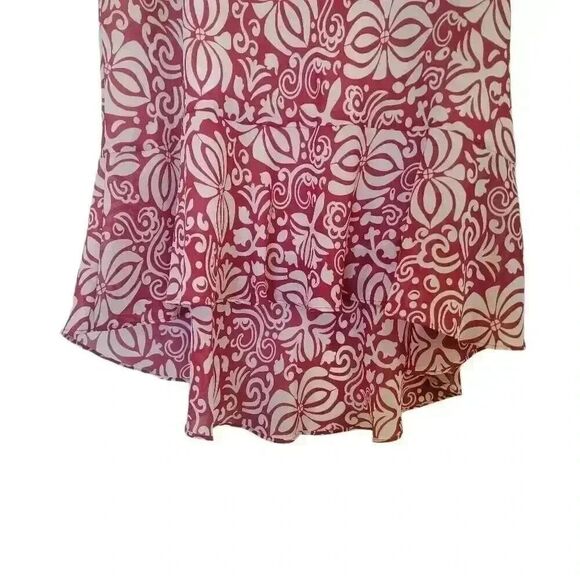 Ann Taylor Women's Red & White Floral Poly Georgette Lined Flowy Skirt - Picture 4 of 9